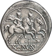 Denarius Anonymous; ROMA, Rome, 209 BC - 208 BC reverse image