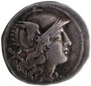 Denarius Crooked staff, ROMA obverse image