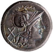 Denarius Crescent 1; ROMA obverse image