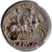 Denarius Crescent 1; ROMA, Rome, 207 BC reverse image