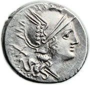 Denarius Lutatia: Quintus Lutatius Cerco or Catulus; QLC ROMA obverse image
