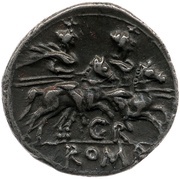 Denarius GR; ROMA GR, Rome, 199 BC - 170 BC reverse image