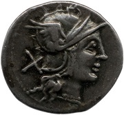 Denarius MA; ROMA M͡A obverse image