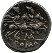 Denarius MA; ROMA M͡A, Rome, 199 BC - 170 BC reverse image