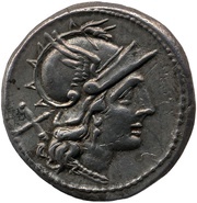 Denarius Purpurio; ROMA P͡V͡R obverse image
