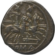 Denarius Anchor 2; ROMA, Rome, 179 BC - 170 BC reverse image