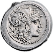 Denarius Furia: Furius Purpurio; PVR ROMA obverse image