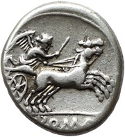 Denarius Anonymous; ROMA, Rome, 157 BC - 156 BC reverse image