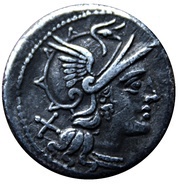 Denarius M. Atilius Saranus obverse image