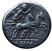 Denarius M. Atilius Saranus, Rome, 155 BC - 154 BC reverse image