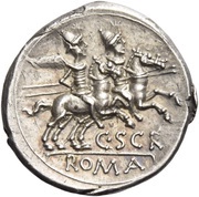 Denarius C. Scribonius; ROMA C•SCR, Rome, 154 BC reverse image