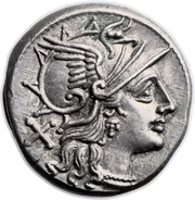 Denarius Saufeia: Lucius Saufeius; L SAVF ROMA obverse image