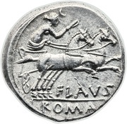 Denarius Decimia: Decimius Flavus; FLAVS ROMA, Rome, 150 BC reverse image