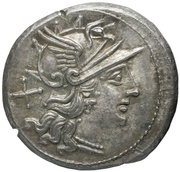 Denarius Afrania: Spurius Afranius; SAFRA ROMA obverse image