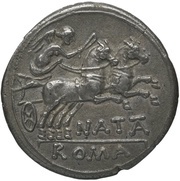Denarius Pinarius Natta; ROMA NATT͡A, Rome, 149 BC reverse image