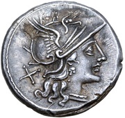 Denarius Junia: Caius Junius Caii Filius; C VNI CF / ROMA obverse image