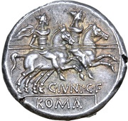 Denarius Junia: Caius Junius Caii Filius; C VNI CF / ROMA, Rome, 149 BC reverse image