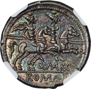 Denarius Marcia: Quintus Marcius Libo; LIBO / Q•MARC ROMA, Rome, 148 BC reverse image