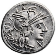 Denarius Antestia: Gaius Antistius; C ANTESTI / ROMA obverse image