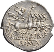 Denarius T. Annius Rufus; A͡N RV͡F ROMA, Rome, 144 BC reverse image