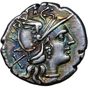 Denarius Valeria: C. Valerius C.f. Flaccus; X / FLAC C•VAL•C•F obverse image