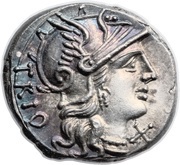 Denarius Lucretia: Gneius Lucretius Trio; TRIO / CN•LVCR ROMA obverse image