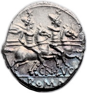 Denarius Lucretia: Gneius Lucretius Trio; TRIO / CN•LVCR ROMA, Rome, 136 BC reverse image