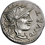 Denarius Curtia: Quintus Curtius; Q•CVRT / M•SILA obverse image