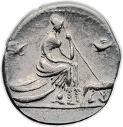 Denarius Anonymous; ROMA, Rome, 115 BC - 114 BC reverse image