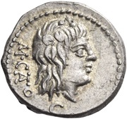 Quinarius Porcia: Cato Uticensis; M CATO / VICTRIX obverse image
