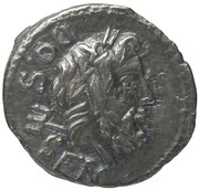 Quinarius Rubria: Lucius Rubrius Dossenus; DOSSEN / L•RVBRI obverse image