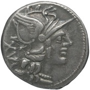 Denarius C. Valerius Flaccus; FLAC C•V͡A͡L•C•F ROMA obverse image