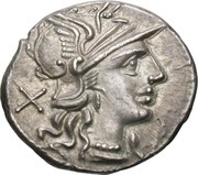 Denarius Trebania: Lucius Trebanius; L•TREBANI ROMA obverse image