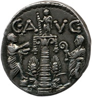 Denarius C. Minucius Augurinus; C•A VG, Rome, 135 BC reverse image