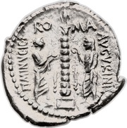 Denarius Minucia: Tiberius Minucius Augurinus; TI MINVCI C AVGVRINI ROMA, Rome, 134 BC reverse image