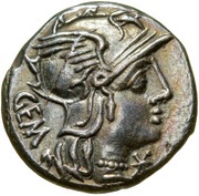 Denarius Aburii: Caius Aburius Geminus, GEM / M•ABVRI ROMA obverse image