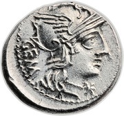 Denarius Aburia: Marcus Aburius Geminus; GEM / M•ABVRI ROMA obverse image
