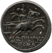 Denarius Marcia: Q. Marcius Philippus; Q·PILIPVS ROMA, Rome, 129 BC reverse image