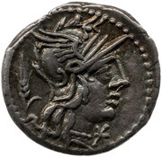 Denarius Cn. Domitius; ROMA CN•DOM obverse image