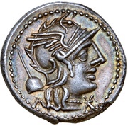 Denarius Quinctia: T. Quinctius Flamininus; T Q ROMA obverse image