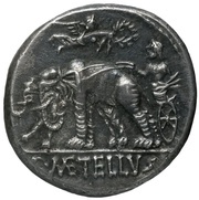Denarius C. Caecilius Metellus Caprarius; C•M͡ETELLVS, Rome, 125 BC reverse image