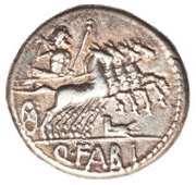 Denarius Fabia: Quintus Fabius Labeo; LABEO ROMA / Q•FABI, Rome, 124 BC reverse image