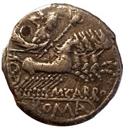 Denarius Papiria: M. Papirius Carbo; M•CARBO, Rome, 122 BC reverse image