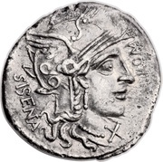 Denarius Cornelia: Gneius Cornelius Sisenna; ROMA SISENA / CN•CORNEL•L•F obverse image