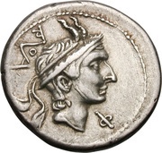 Denarius Marcia: Lucius Marcius Philippus; Φ ROMA / L•PHILIPPVS obverse image