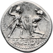 Denarius Didia: Titus Didius; ROMA / T•DEIDI, Rome, 113 BC - 112 BC reverse image