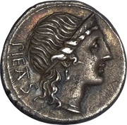 Denarius Herennia: Marcus Herennius; PIETAS / M•HERENNI obverse image