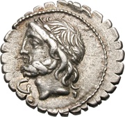 Denarius Cornelia: Lucius Cornelius Scipio Asiaticus; L•SCIP•ASIAG obverse image