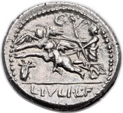 Denarius Julia: Lucius Julius Caesar; CAESAR / L•IVLI•L•F, Rome, 103 BC reverse image