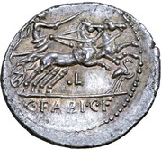 Denarius Fabia: C. Fabius C. f. Hadrianus; C•FABI•C•F, Rome, 102 BC reverse image